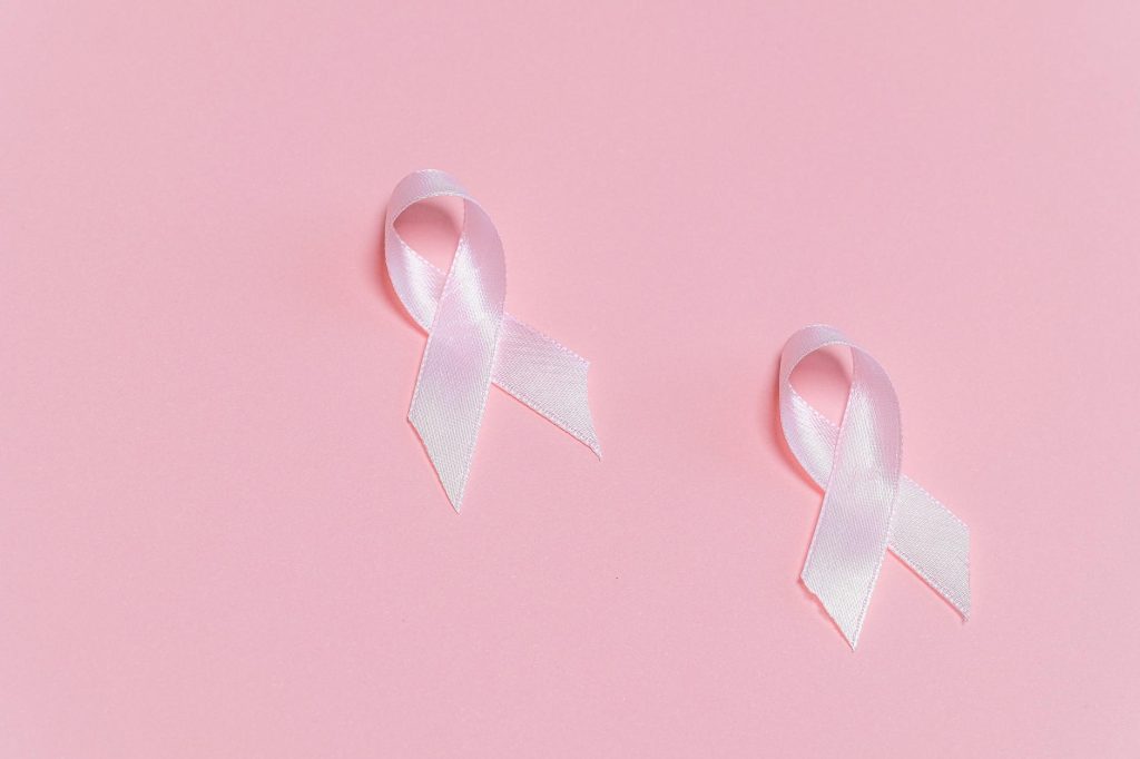 pink ribbons on pink surface